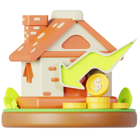 Home Investment Declines  3D Icon