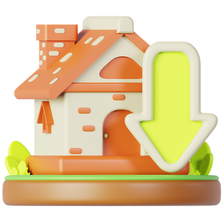 Home Investment Declines  3D Icon