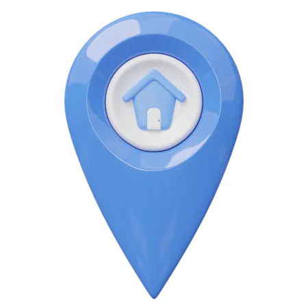 3 D Blue Location Pin House Icon GPS Navigator Checking Points With Cute Home Floating Business Investment Real Estate Mortgage Loan Concept Cartoon Icon Minimal Style 3 D Render Illustration 3D Icon