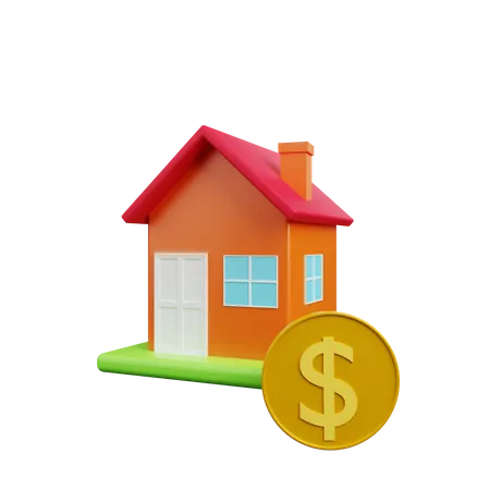 3 D Illustration Of Simple Object House With Coin 3D Illustration