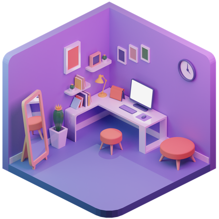 Home office 3D Illustration