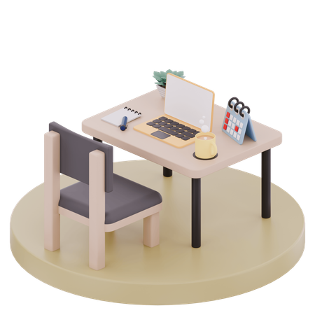 Home Office para Trabalho Remoto  3D Illustration