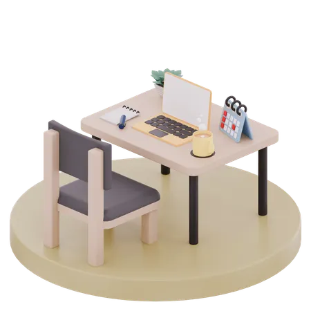 Home Office para Trabalho Remoto  3D Illustration