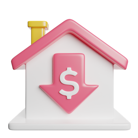Home Price Decrease  3D Icon