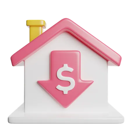 Home Price Decrease  3D Icon