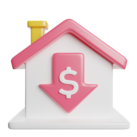 Home Price Decrease  3D Icon