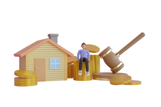 Home property investment bid  3D Illustration