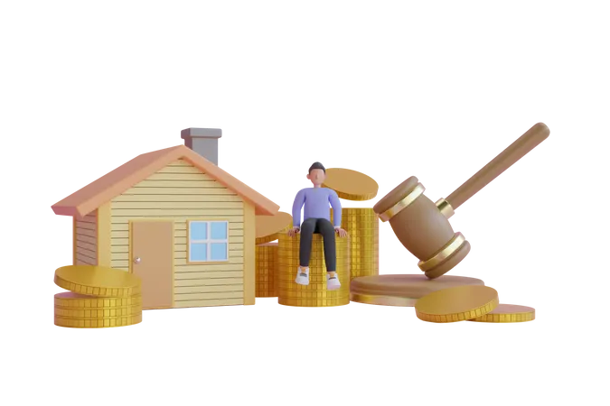 Home property investment bid  3D Illustration