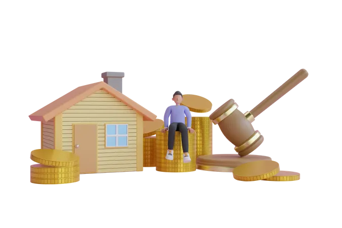 Home property investment bid 3D Illustration