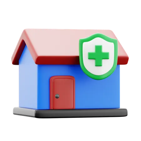 House With Medical Shield For Home Family Health Protection Lifestyle 3 D Icon Illustration Render Design 3D Icon