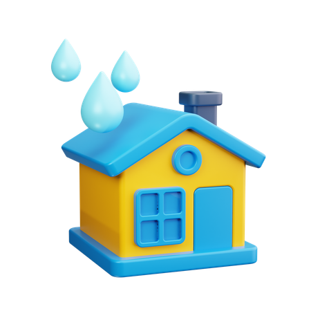 집에 물방울  3D Icon
