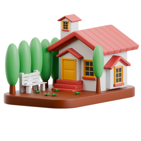 Home With Garden  3D Icon