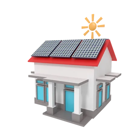 3 D Illustration Of Home With Solar Panel 3D Icon