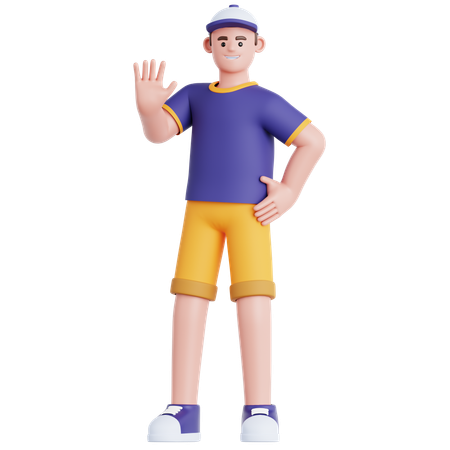 Homem acenando com a mão  3D Icon