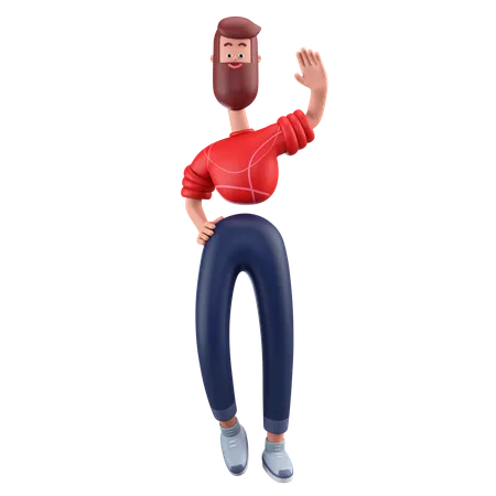 Homem acenando com as mãos  3D Illustration