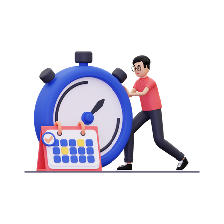 Homem agendando prazo de trabalho  3D Icon