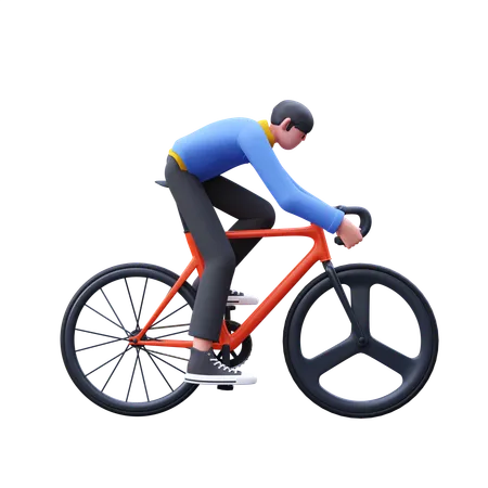 Homem andando de bicicleta  3D Illustration