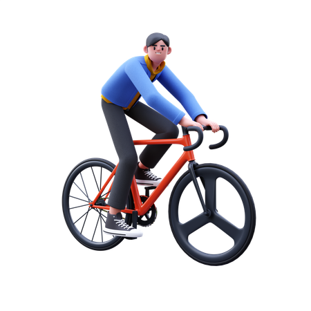 Homem andando de bicicleta  3D Illustration