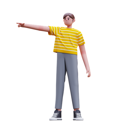 Homem apontando algo para a esquerda  3D Icon