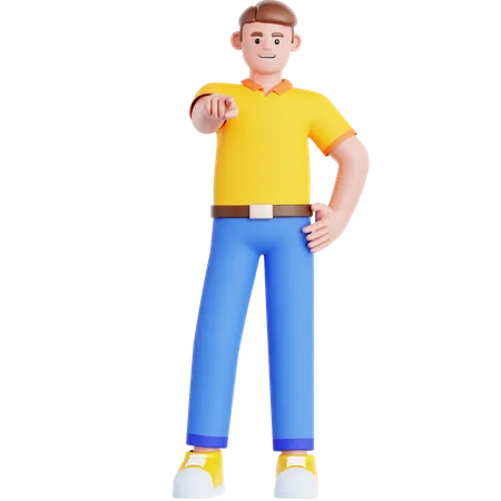 Homem apontando para você  3D Illustration