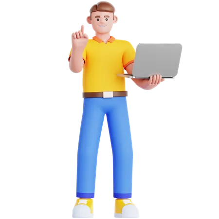 Apresentação de homem com laptop  3D Illustration