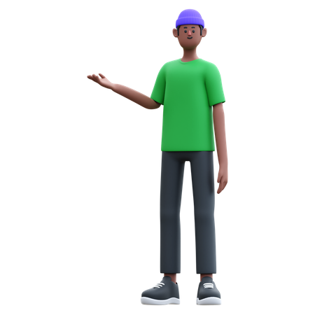 Homem apresentando algo que sobrou  3D Icon