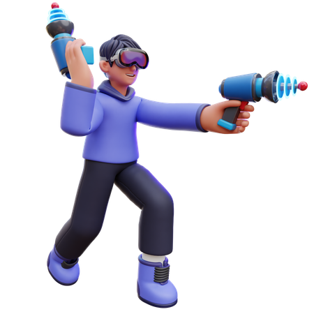 Homem atirando com arma laser  3D Icon