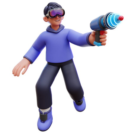 Homem atirando com arma laser  3D Icon