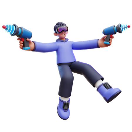 Homem atirando com arma laser  3D Icon