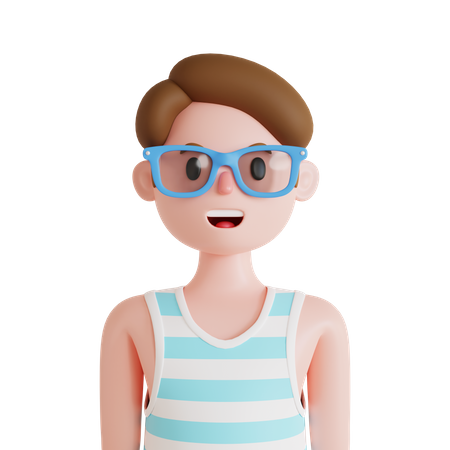 Avatar de homem com óculos  3D Illustration