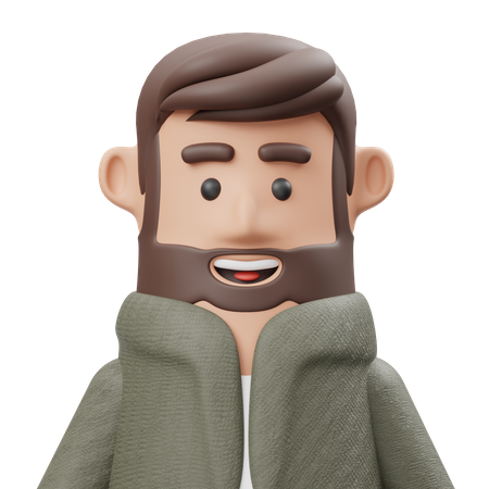 Homem barbado  3D Illustration