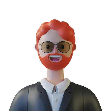 Homem barbado  3D Illustration