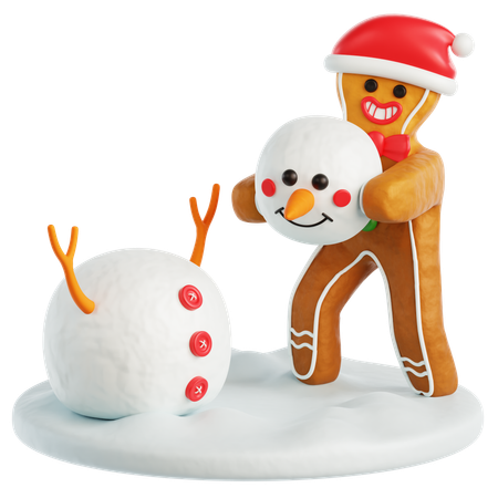 Homem-biscoito faz um boneco de neve  3D Icon