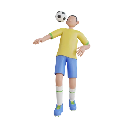 Homem, cabeça, futebol  3D Illustration