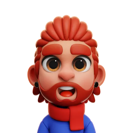 HOMEM DE CABELO LONGO COM LENÇO VERMELHO  3D Icon