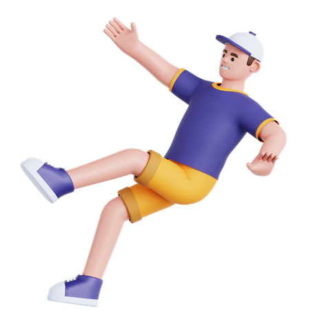 Homem caindo no chão escorregadio  3D Icon
