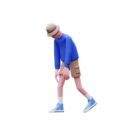 Homem cansado enquanto caminhava  3D Illustration