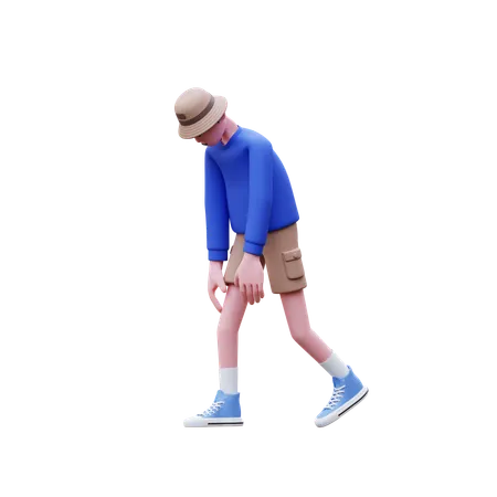 Homem cansado enquanto caminhava  3D Illustration