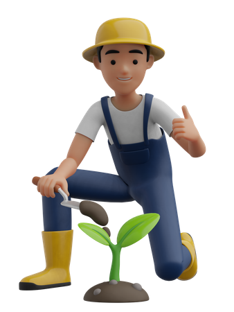 Homem chapeando árvore  3D Icon