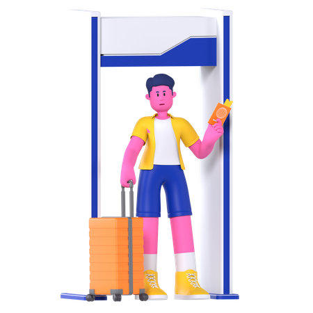 Portão de check-in masculino  3D Illustration