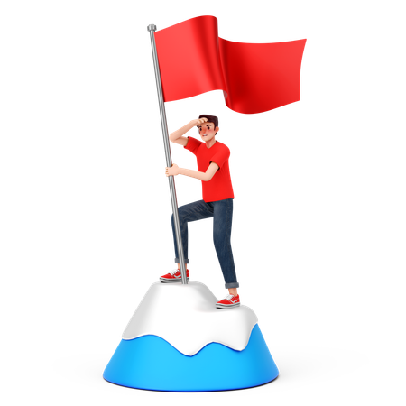 Homem chegando ao topo para o sucesso  3D Icon