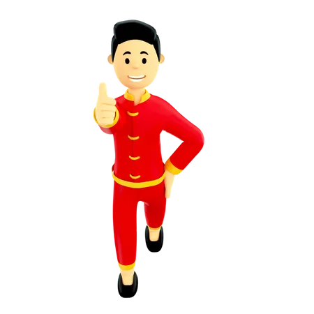 Homem chinês em roupas tradicionais  3D Illustration