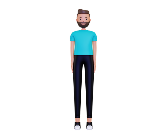 Homem com barba em pé e fazendo pose  3D Illustration