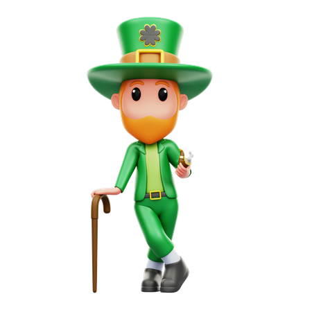 Homem com bastão e cachimbo de fumaça  3D Icon