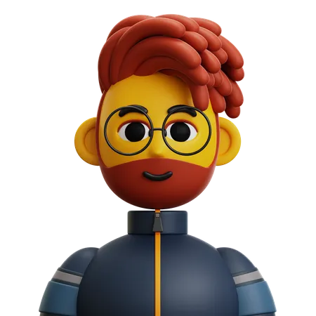 Homem com cabelo dreadlock e óculos  3D Icon