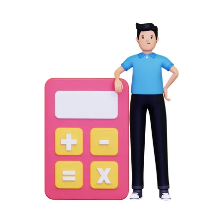 Homem com uma calculadora  3D Illustration