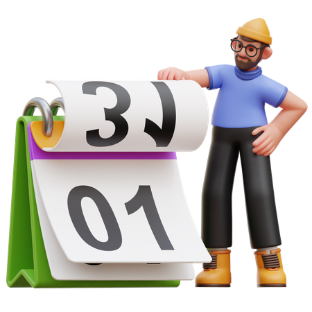 Homem com calendário  3D Illustration