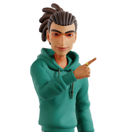 Homem com dreadlocks apontando para a direita  3D Icon