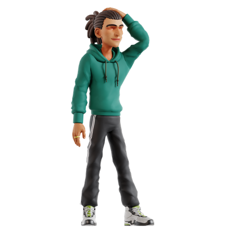 Homem com dreadlocks colocando a mão na cabeça  3D Icon