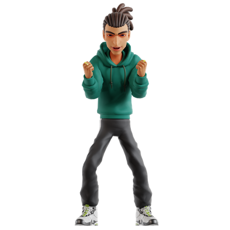 Homem com dreadlocks comemorando o sucesso  3D Icon
